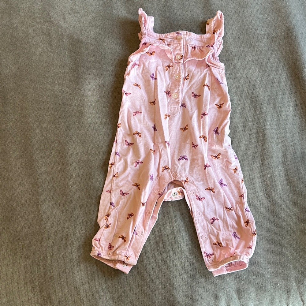 Pink Butterfly jumpsuit, 9 months, never worn! Carter Brand